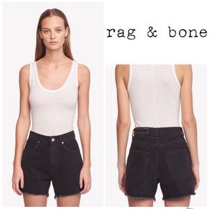 Rag & Bone Torti denim jean shorts fringe in Stone Kuro gray black 23